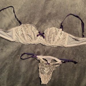 36B gray and purple lace Victoria’s Secret bra